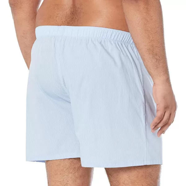 Amazon Essentials Mens Woven Cotton Boxer Short Available in Big ampTall Pack of 5Light BluePale Blue StripeWhite Pinstripe