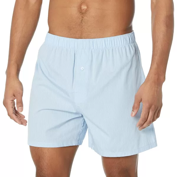 Amazon Essentials Mens Woven Cotton Boxer Short Available in Big ampTall Pack of 5Light BluePale Blue StripeWhite Pinstripe