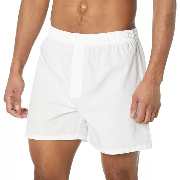 Amazon Essentials Mens Woven Cotton Boxer Short Available in Big ampTall Pack of 5White