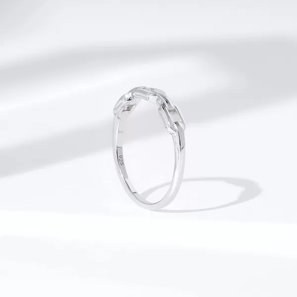 Amazon Essentials Plated Sterling Silver Chain Link Accent RingRhodium 10