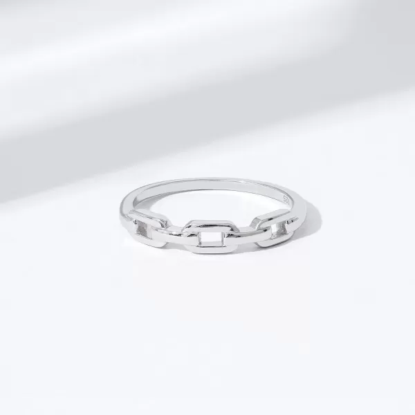 Amazon Essentials Plated Sterling Silver Chain Link Accent RingRhodium 8