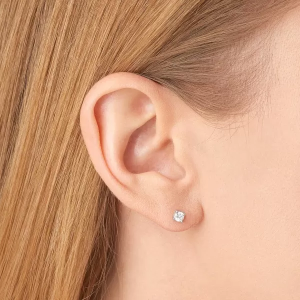 Amazon Essentials Plated Sterling Silver Cubic Zirconia Stud Earrings Round amp PrincessWhitePlatinum 4 mm Round Cut
