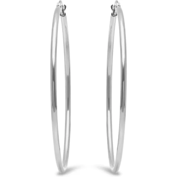 Amazon Essentials Stainless Steel Rounded Tube Hoop Earrings 50mmStainless Steel 50 mm