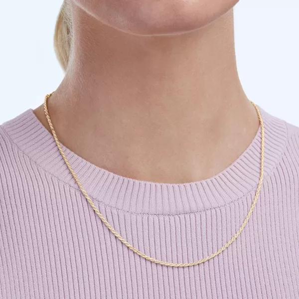 Amazon Essentials Sterling Silver Diamond Cut Rope Chain NecklaceYellow Gold 18