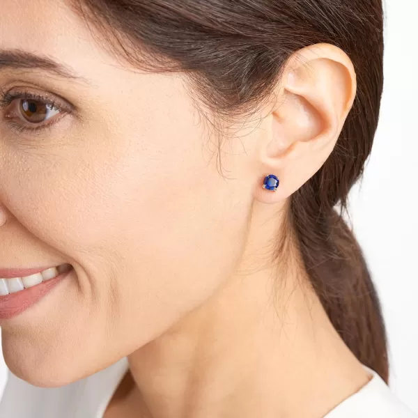 Amazon Essentials Sterling Silver Round Birthstone Stud EarringsCreated Blue Sapphire September