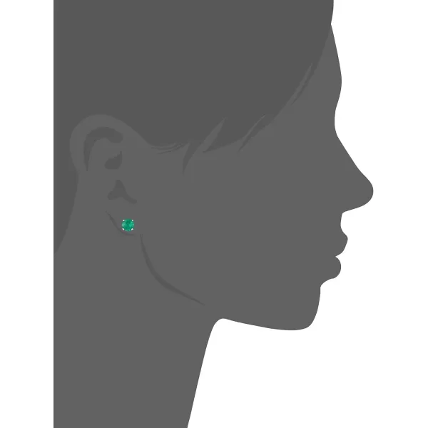 Amazon Essentials Sterling Silver Round Birthstone Stud EarringsCreated Emerald May