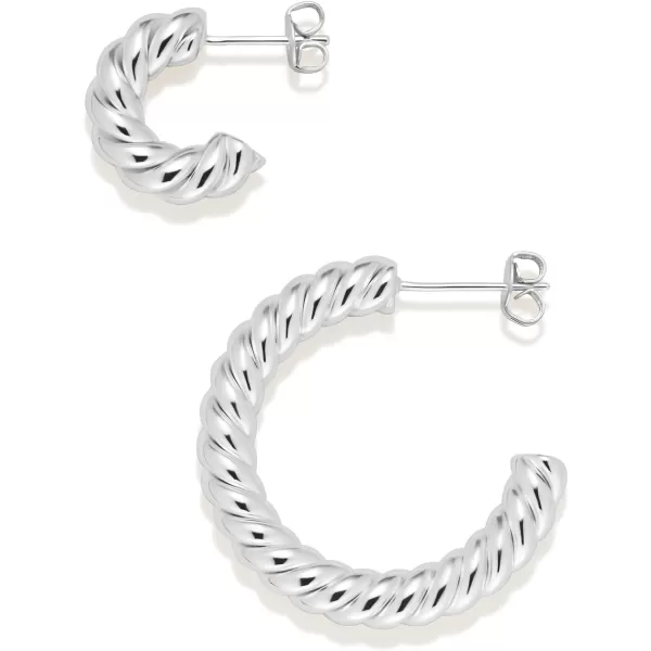 Amazon Essentials Sterling Silver Twisted Rope HoopSilver 15 mm