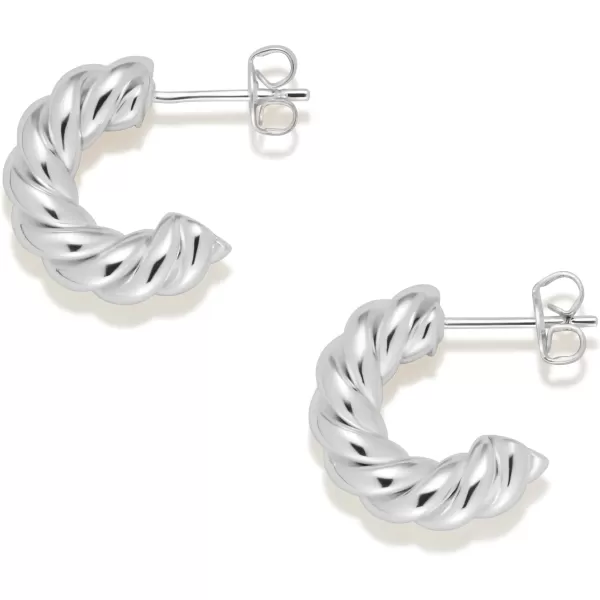 Amazon Essentials Sterling Silver Twisted Rope HoopSilver 15 mm