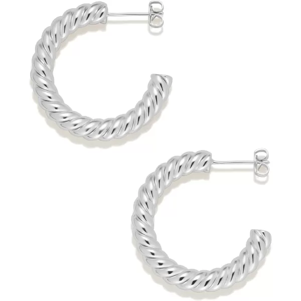 Amazon Essentials Sterling Silver Twisted Rope HoopSilver 30 mm