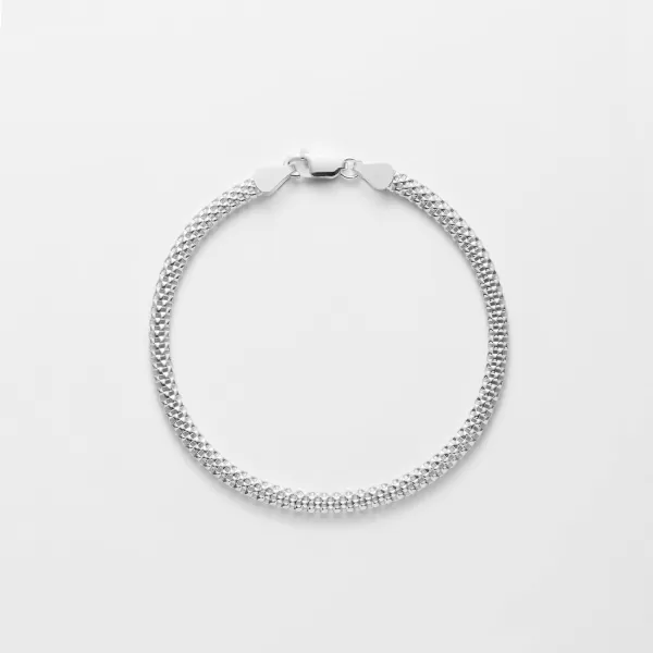 Amazon Essentials Sterling Silver or Gold over Sterling Silver Mesh Chain Bracelet 7 or 8Silver 8