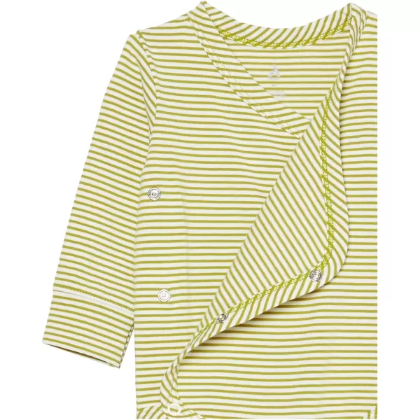 Amazon Essentials Unisex Babies Cotton LongSleeve Side Snap Bodysuit Previously Amazon Aware Pack of 3Beige StripeGreenIvory