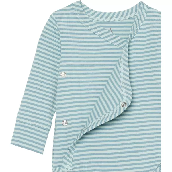 Amazon Essentials Unisex Babies Cotton LongSleeve Side Snap Bodysuit Previously Amazon Aware Pack of 3Dark NavyDusty Blue StripeGreen