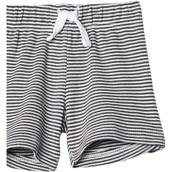 Amazon Essentials Unisex Babies Cotton PullOn Shorts Multipacks3 BlackGrey Heather StarsWhite Stripe