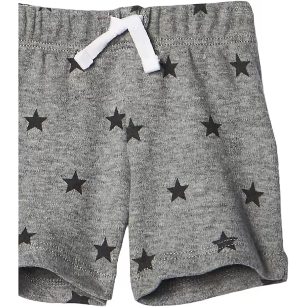 Amazon Essentials Unisex Babies Cotton PullOn Shorts Multipacks3 BlackGrey Heather StarsWhite Stripe