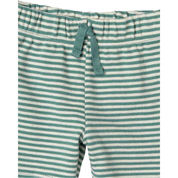 Amazon Essentials Unisex Babies Cotton PullOn Shorts Multipacks4 GreenIvovy AcornMint Green SquirrelWhite Stripe