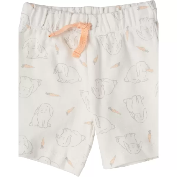 Amazon Essentials Unisex Babies Cotton PullOn Shorts Multipacks4 Grey HeatherLight Grey StripeCarrotsRabbit