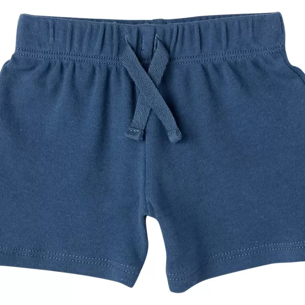 Amazon Essentials Unisex Babies Cotton PullOn Shorts Multipacks4 Grey HeatherLight GreyNavyWashed Navy