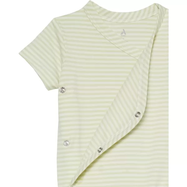 Amazon Essentials Unisex Babies Cotton ShortSleeve Side Snap Bodysuit Previously Amazon Aware Pack of 3Ivory HedgehogsPale Mint Green StripeSlate Grey