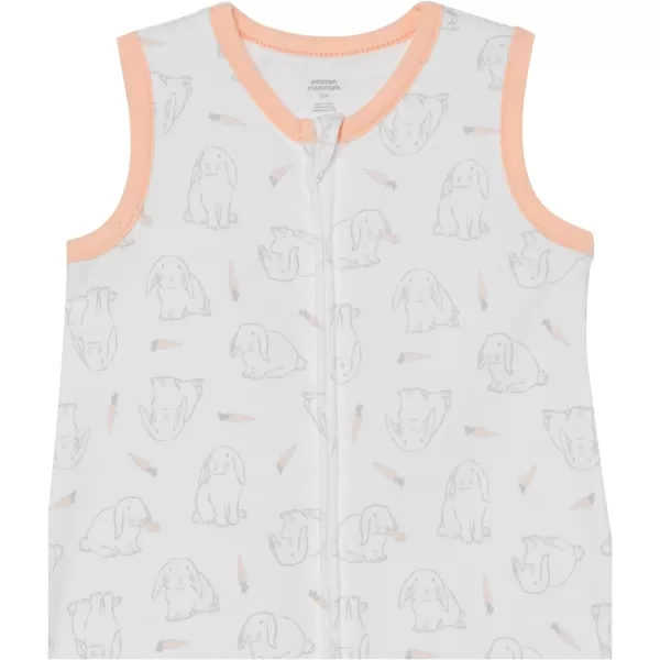 Amazon Essentials Unisex Babies Cotton Sleep Sack Pack of 3Grey HeatherOffwhite RabbitOrange Rugby Stripe