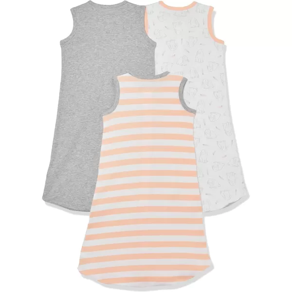 Amazon Essentials Unisex Babies Cotton Sleep Sack Pack of 3Grey HeatherOffwhite RabbitOrange Rugby Stripe