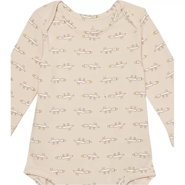 Amazon Essentials Unisex Babies Cotton Stretch Jersey Long Sleeve Bodysuit Previously Amazon Aware Pack of 3Beige MouseLight OrangePink Stripe