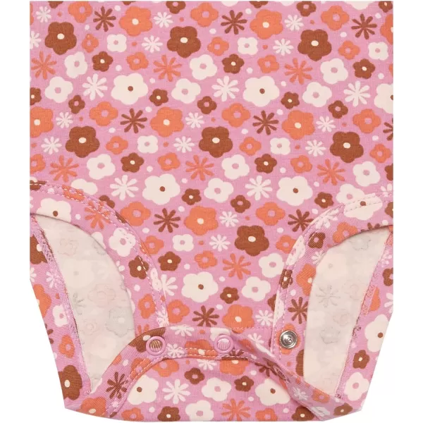 Amazon Essentials Unisex Babies Cotton Stretch Jersey Long Sleeve Bodysuit Previously Amazon Aware Pack of 3Bright PinkPale PeachFloral
