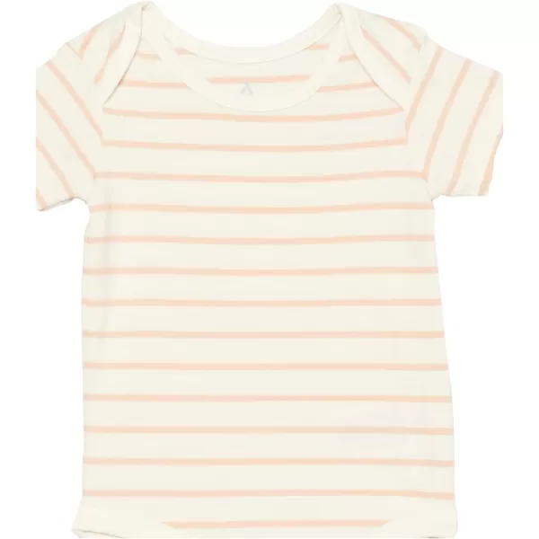 Amazon Essentials Unisex Babies Cotton Stretch Jersey Short Sleeve Bodysuit Previously Amazon Aware Pack of 3Beige MouseLight OrangePink Stripe