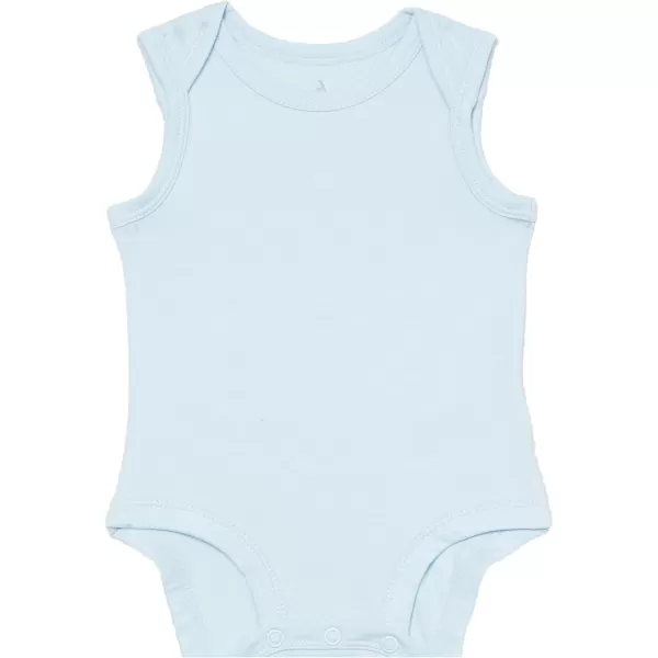 Amazon Essentials Unisex Babies Cotton Stretch Jersey Sleeveless Bodysuit Previously Amazon Aware Pack of 3Light BlueNavyPale Blue Fox Print