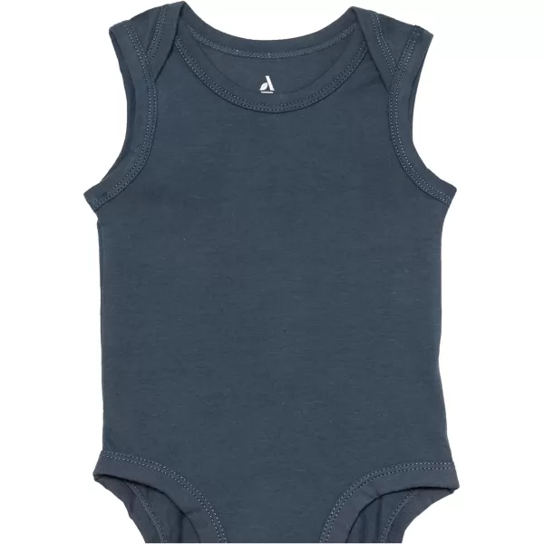 Amazon Essentials Unisex Babies Cotton Stretch Jersey Sleeveless Bodysuit Previously Amazon Aware Pack of 3Light BlueNavyPale Blue Fox Print