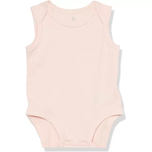 Amazon Essentials Unisex Babies Cotton Stretch Jersey Sleeveless Bodysuit Previously Amazon Aware Pack of 3Light PinkPale PeachFloral Print