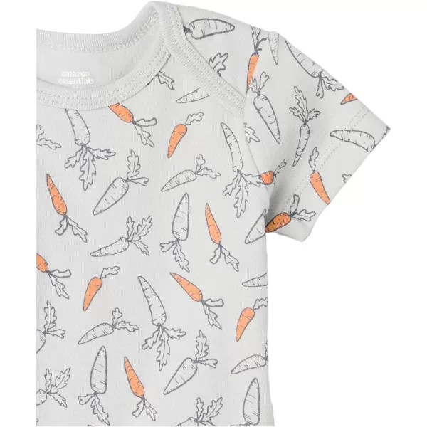 Amazon Essentials Unisex Babies LapShoulder Tee Pack of 6MulticolorCarrotsRabbitStripe