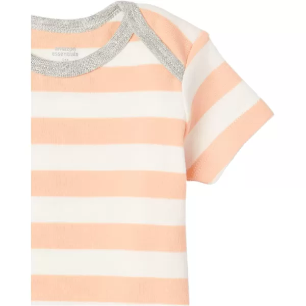 Amazon Essentials Unisex Babies LapShoulder Tee Pack of 6MulticolorCarrotsRabbitStripe
