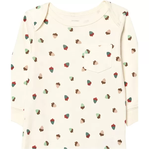 Amazon Essentials Unisex Babies LongSleeve Coveralls Multipacks3 Ivory Forest