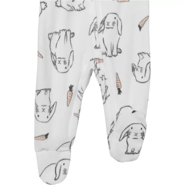 Amazon Essentials Unisex Babies Microfleece Footed ZipFront Sleep and Play Multipacks3 GreyBunny