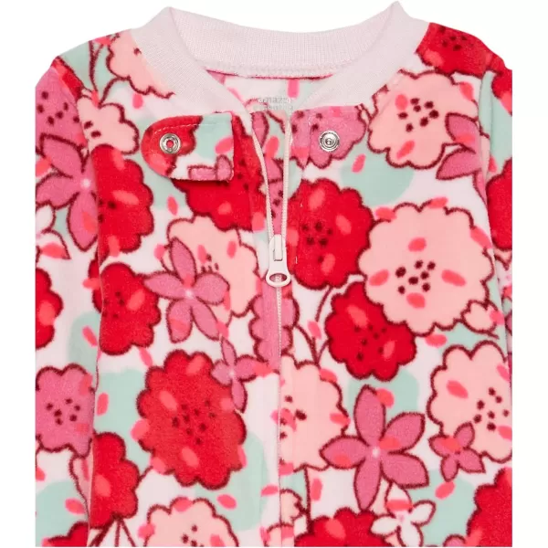 Amazon Essentials Unisex Babies Microfleece Footed ZipFront Sleep and Play Multipacks3 PinkFloral