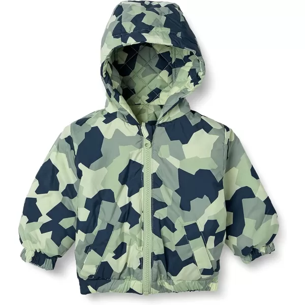 Amazon Essentials Unisex Babies Reversible Lightweight Puffer Jacket Previously Amazon AwareGreen Blocky Camo