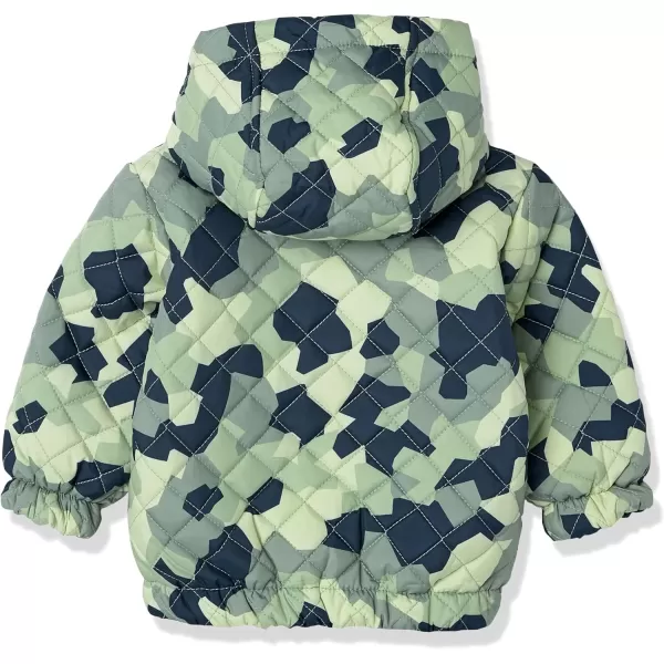 Amazon Essentials Unisex Babies Reversible Lightweight Puffer Jacket Previously Amazon AwareGreen Blocky Camo