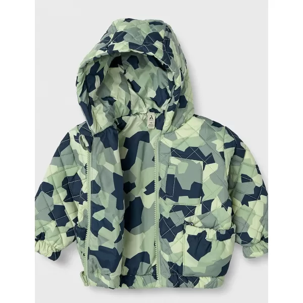 Amazon Essentials Unisex Babies Reversible Lightweight Puffer Jacket Previously Amazon AwareGreen Blocky Camo