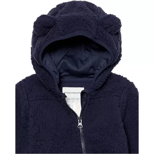 Amazon Essentials Unisex Babies Sherpa Fleece Bunting SuitDark Navy