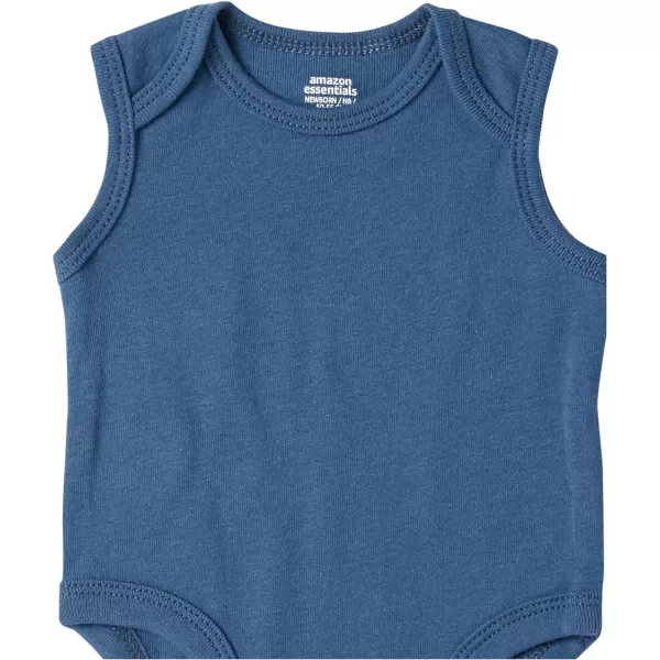 Amazon Essentials Unisex Babies Sleeveless Bodysuits Pack of 6NavyGrey HeatherWhite