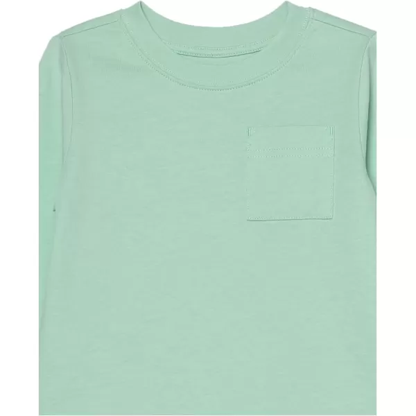 Amazon Essentials Unisex Kids and Toddlers LongSleeve Rib Cuff TShirt Pack of 2Light PurpleMint Green Flower