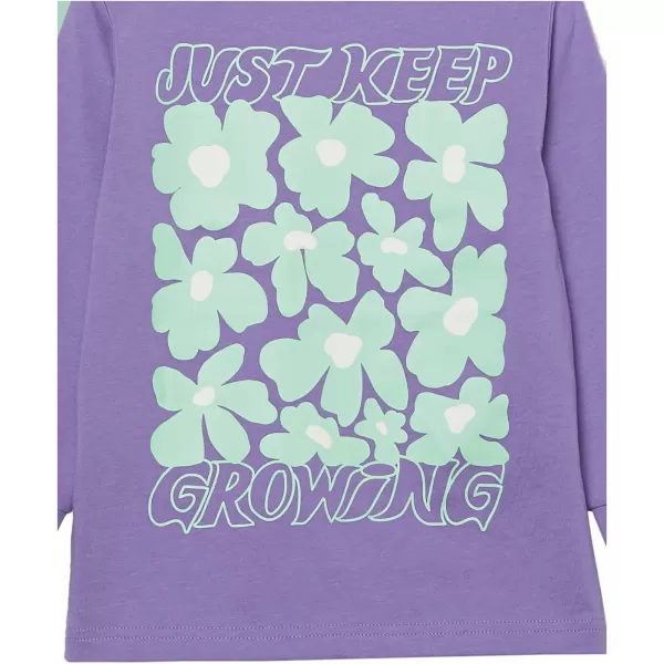 Amazon Essentials Unisex Kids and Toddlers LongSleeve Rib Cuff TShirt Pack of 2Light PurpleMint Green Flower