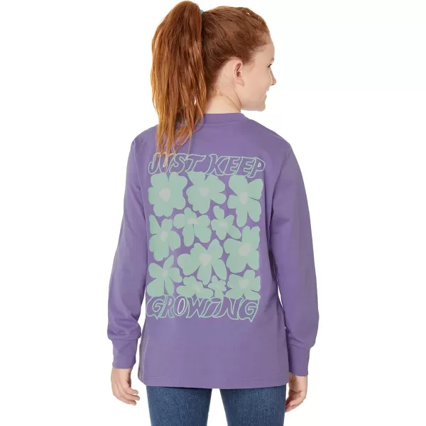 Amazon Essentials Unisex Kids and Toddlers LongSleeve Rib Cuff TShirt Pack of 2Light PurpleMint Green Flower