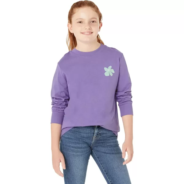 Amazon Essentials Unisex Kids and Toddlers LongSleeve Rib Cuff TShirt Pack of 2Light PurpleMint Green Flowers