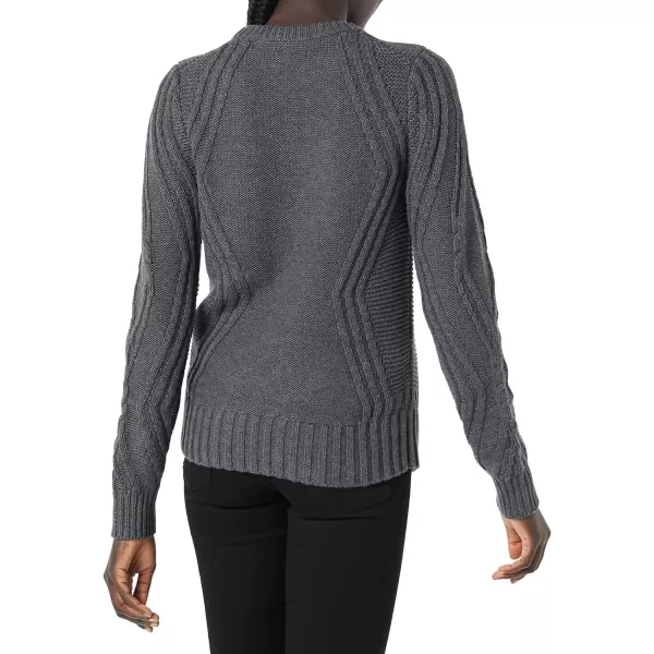 Amazon Essentials Womens 100 Cotton Crewneck Cable SweaterCharcoal Heather