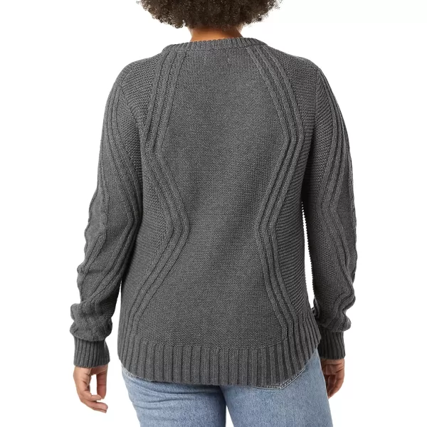 Amazon Essentials Womens 100 Cotton Crewneck Cable SweaterCharcoal Heather