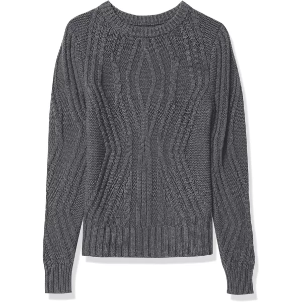 Amazon Essentials Womens 100 Cotton Crewneck Cable SweaterCharcoal Heather