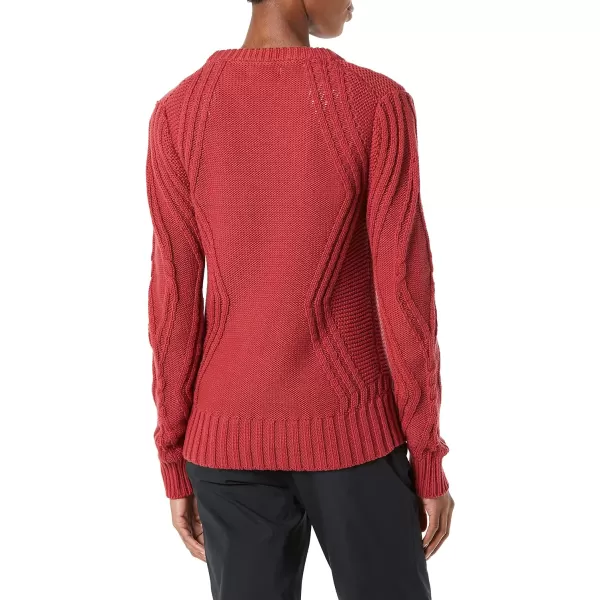 Amazon Essentials Womens 100 Cotton Crewneck Cable SweaterDark Red