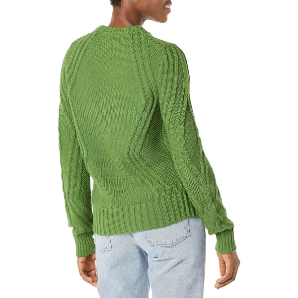 Amazon Essentials Womens 100 Cotton Crewneck Cable SweaterGreen