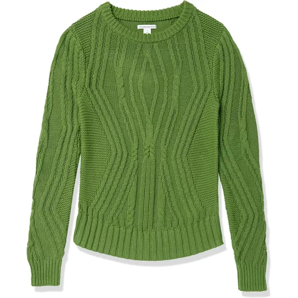 Amazon Essentials Womens 100 Cotton Crewneck Cable SweaterGreen